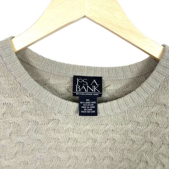 JOS A BANKS Men's Sz XL Lambswool Blend Crew Neck Basket Weave Sweater - Picture 6 of 8